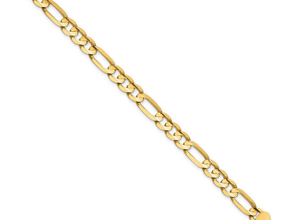 14K Concave Open Figaro with Lobster Clasp Bracelet (Style LFG180-7)