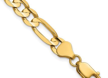 14K Concave Open Figaro with Lobster Clasp Bracelet (Style LFG180-7)