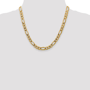 14K Concave Open Figaro with Lobster Clasp Chain (Style LFG200-20)