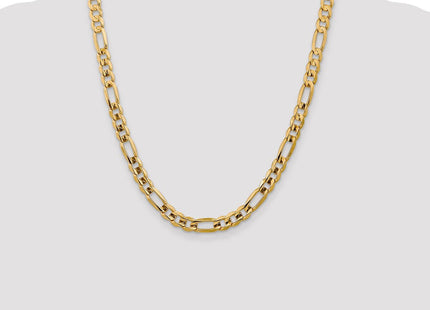 14K Concave Open Figaro with Lobster Clasp Chain (Style LFG200-22)