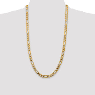 14K Concave Open Figaro with Lobster Clasp Chain (Style LFG200-28)