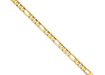 14K Concave Open Figaro with Lobster Clasp Bracelet (Style LFG200-8)