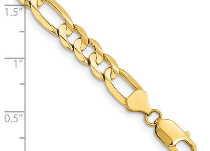 14K Concave Open Figaro with Lobster Clasp Bracelet (Style LFG200-8)