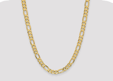 14K Concave Open Figaro with Lobster Clasp Chain (Style LFG220-24)
