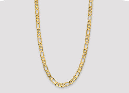 14K Concave Open Figaro with Lobster Clasp Chain (Style LFG220-28)