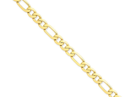 14K Concave Open Figaro with Lobster Clasp Bracelet (Style LFG220-8)