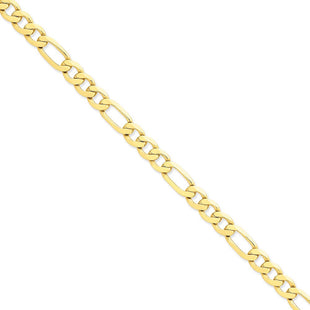 14K Concave Open Figaro with Lobster Clasp Bracelet (Style LFG220-8)