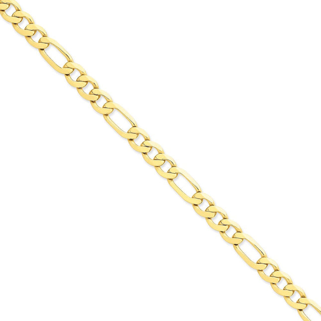 14K Concave Open Figaro with Lobster Clasp Bracelet, 8 x 8.75mm