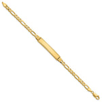 14K Polished Solid Chain/Solid Plate Figaro Link Diamond-cut 32.5x6. Plate ID Bracelet view