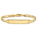 14K Polished Solid Chain/Solid Plate Figaro Link Diamond-cut 32.5x6. Plate ID Bracelet view