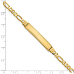 14K Polished Solid Chain/Solid Plate Figaro Link Diamond-cut 32.5x6. Plate ID Bracelet view