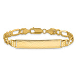 14K Polished Solid Chain/Solid Plate Figaro Link Diamond-cut Plate ID Bracelet, 7 x 5mm view