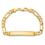 14K Polished Solid Chain/Solid Plate Figaro Link Diamond-cut Plate ID Bracelet, 7 x 5mm view