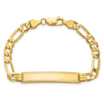 14K Polished Solid Chain/Solid Plate Figaro Link Diamond-cut Plate ID Bracelet, 7 x 7.5mm view