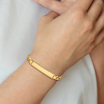 14K Polished Solid Chain/Solid Plate Figaro Link Diamond-cut Plate ID Bracelet, 7 x 5mm view