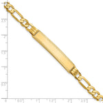 14K Polished Solid Chain/Solid Plate Figaro Link Diamond-cut Plate ID Bracelet, 7 x 5mm view
