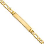 14K Polished Solid Chain/Solid Plate Figaro Link Diamond-cut Plate ID Bracelet, 7 x 5mm view