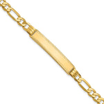 14K Polished Solid Chain/Solid Plate Figaro Link Diamond-cut Plate ID Bracelet, 7 x 7.5mm view