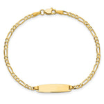14K Polished Solid Chain/Solid Plate Figaro Link 19.5x5. Plate ID Bracelet view