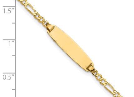 14k Polished Solid Chain/Solid Plate Figaro Link 19.5x5. Plate ID Bracelet (Style LID104-7)