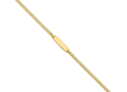 14k Polished Solid Chain/Solid Plate Curb Link 19.5x5. Plate ID Bracelet (Style LID105-7)