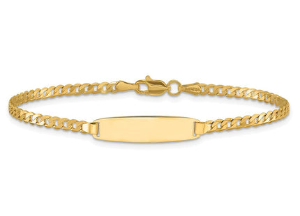 14k Polished Solid Chain/Solid Plate Curb Link 19.5x5. Plate ID Bracelet (Style LID105-7)