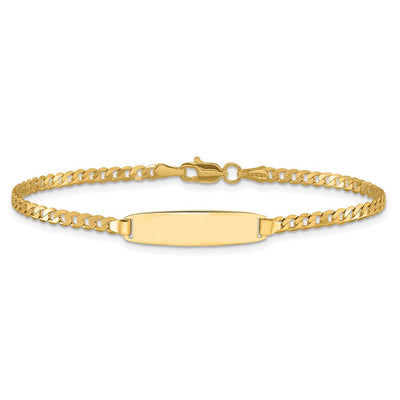14K Polished Solid Chain/Solid Plate Curb Link 19.5x5.5mm Plate ID Bracelet