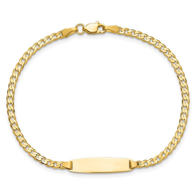 14K Polished Solid Chain/Solid Plate Curb Link 19.5x5.5mm Plate ID Bracelet