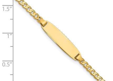 14k Polished Solid Chain/Solid Plate Curb Link 19.5x5. Plate ID Bracelet (Style LID105-7)