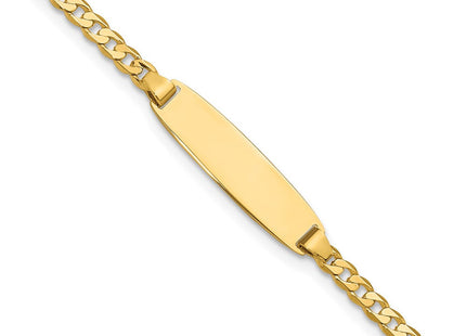 14k Polished Solid Chain/Solid Plate Curb Link 19.5x5. Plate ID Bracelet (Style LID105-7)