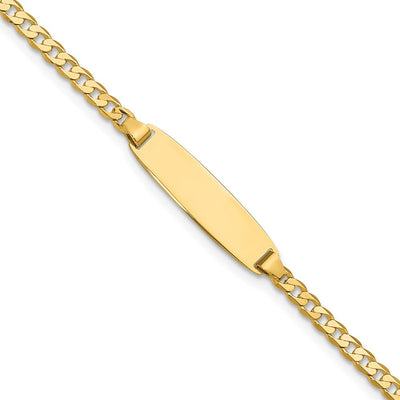 14K Polished Solid Chain/Solid Plate Curb Link 19.5x5.5mm Plate ID Bracelet