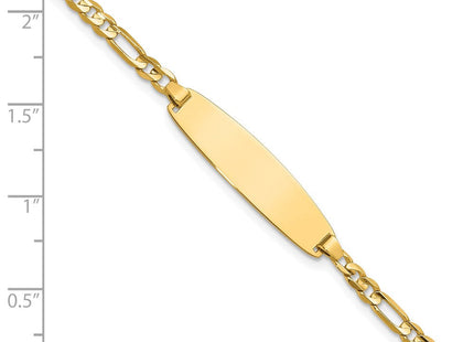 14k Polished Solid Chain/Solid Plate Figaro Link 25.5x7. Plate ID Bracelet (Style LID106-7)