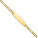 14K Polished Solid Chain/Solid Plate Figaro Link 25.5x7.3mm Plate ID Bracelet