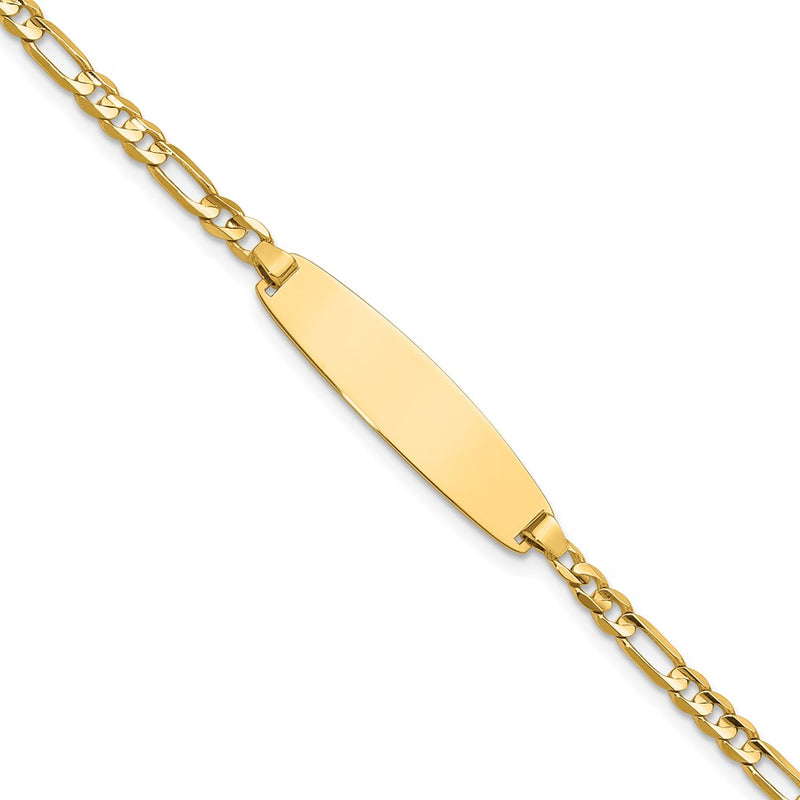 14K gold figaro link plate ID bracelet