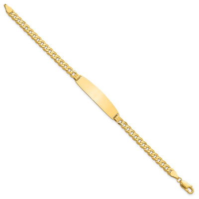 14K Polished Solid Chain/Solid Plate Curb Link Rounded 35x8.5mm Plate ID Bracelet