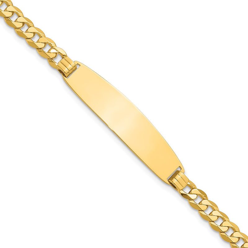 14K gold curb link plate ID bracelet
