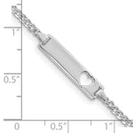 14K White Gold Polished Solid Chain/Solid Plate Curb Link Cut-out Heart Plate ID Bracelet view