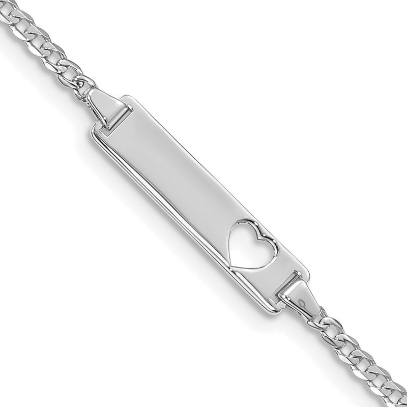 14K white gold curb link plate ID bracelet