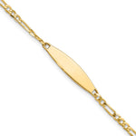 14K Polished Solid Chain/Solid Plate Figaro Link 24.6x5.5mm Plate ID Bracelet view