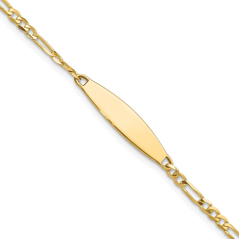 14K gold figaro link plate ID bracelet