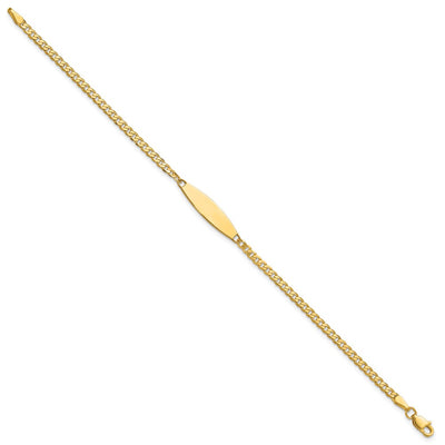14K Polished Solid Chain/Solid Plate Curb Link 36x5.1mm Plate ID Bracelet