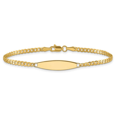 14K Polished Solid Chain/Solid Plate Curb Link 36x5.1mm Plate ID Bracelet