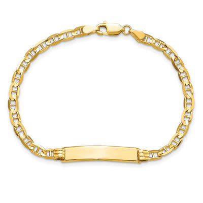 14K Polished Solid Chain/Solid Plate Anchor Link 24.5x4.5mm Plate ID Bracelet