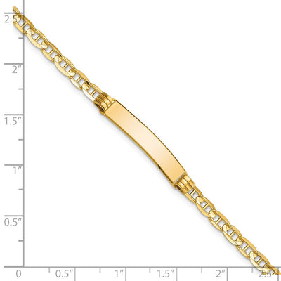 14K Polished Solid Chain/Solid Plate Anchor Link 24.5x4.5mm Plate ID Bracelet