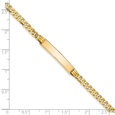14K Polished Solid Chain/Solid Plate Curb Link Plate ID Bracelet