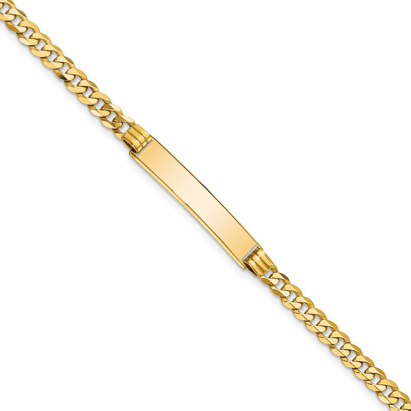 14K gold curb link plate ID bracelet