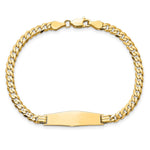 14K Polished Solid Chain/Solid Plate Curb Link Soft Diamond Shape 24.5x7. Plate ID Bracelet, 7 x 7.5mm view