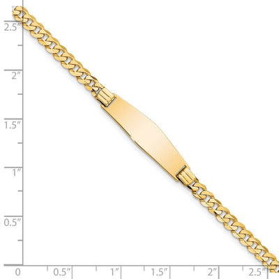 14K Polished Solid Chain/Solid Plate Curb Link Soft Diamond Shape 24.5x7.5mm Plate ID Bracelet, 7 x 7.5mm