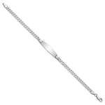 14K White Gold Polished Solid Chain/Solid Plate Flat Curb Link Soft Diamond Shape 25.5x7. Plate ID Bracelet view