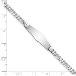 14K White Gold Polished Solid Chain/Solid Plate Flat Curb Link Soft Diamond Shape 25.5x7. Plate ID Bracelet view